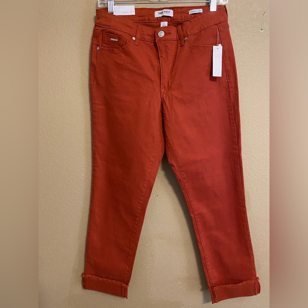 Nine West Women’s Size 6 Grammer Ankle Jeans Ochre Red Cropped